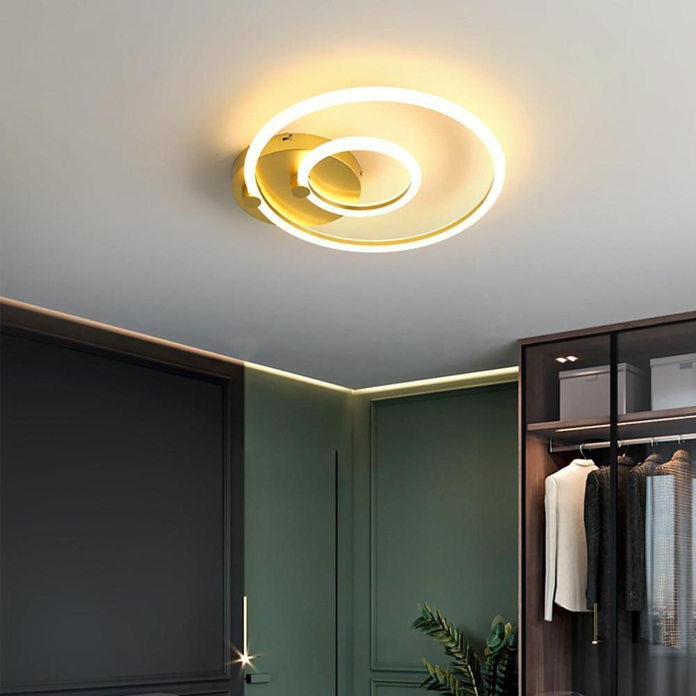Modern circular ring semi-flush mount light in synthetic — Warm White (3000K) / 3-Light