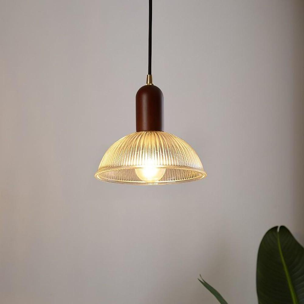 Industrial bowl country wood pendant lighting, Lighom — 15"