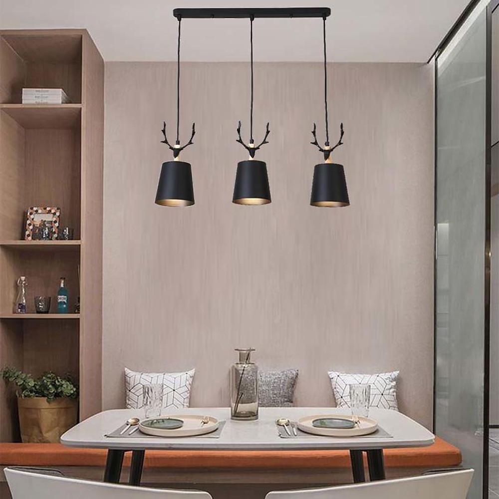 3 Light Antler Design LED Country Chandeliers Hanging Ceiling Lights-Lighom