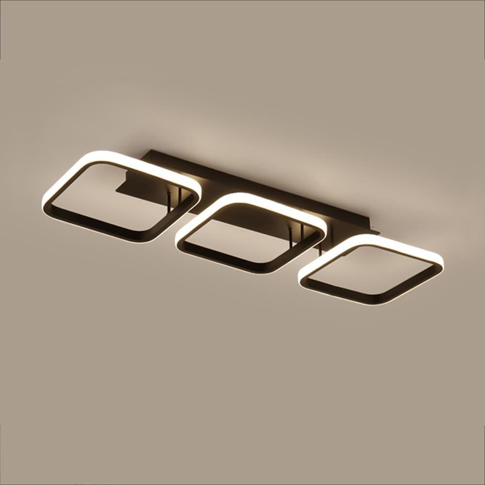 3 Square LED Black Modern Ceiling Lights Hanging Light Chandelier Ceiling Lamp-Lighom
