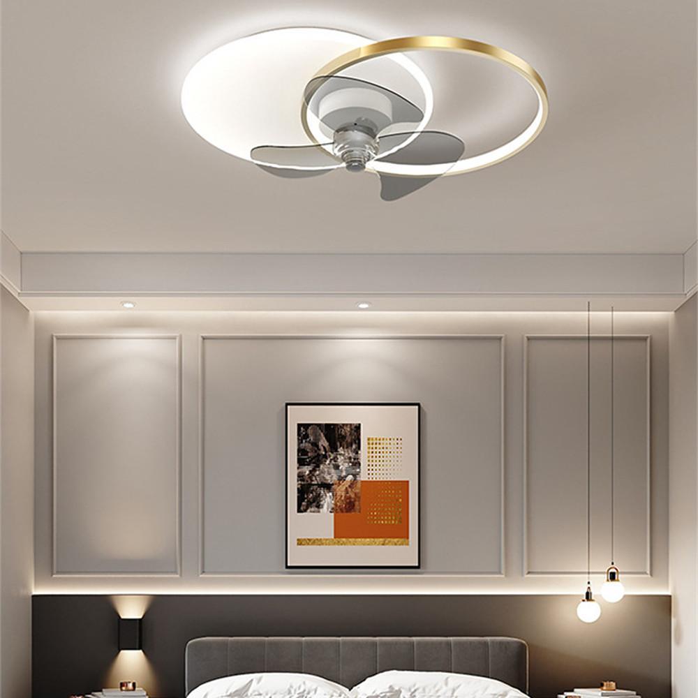Lighom circle synthetic ceiling fans for living room — White / Dimmable with Remote