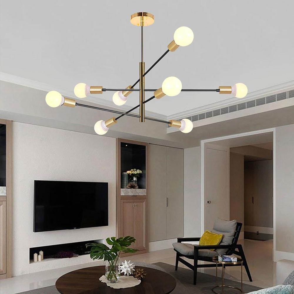 Lighom modern 8-bulb sputnik black chandeliers — Brushed Gold