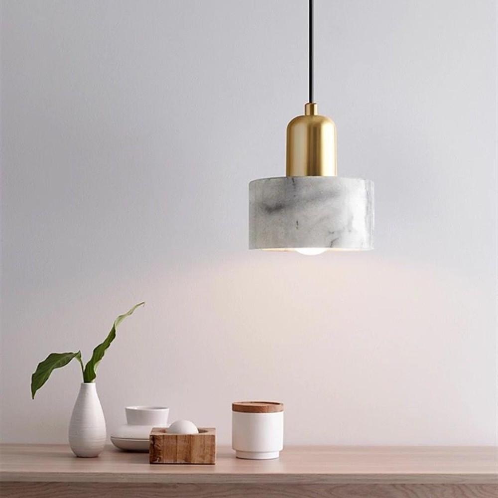 Minimalist Cylindrical Electroplated Copper LED Modern Pendant Lighting-Lighom