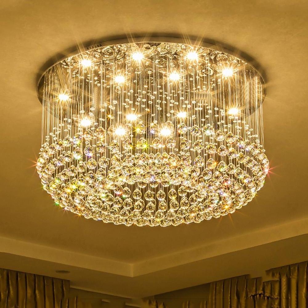 Glass-cicles Crystal LED Chandelier Drum Flush Mount Chandelier-Lighom