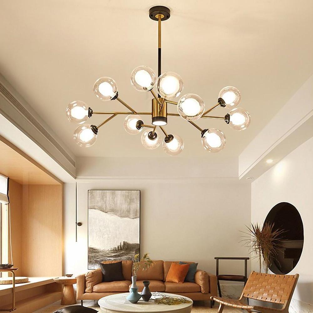 12 Bulbs Sputnik Chandelier Glass Globe Chandelier for Living Room-Lighom