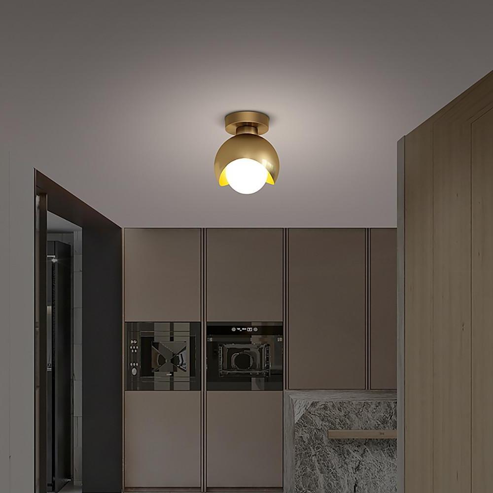 Bronze copper 1-light small flush mount lighting - nordic — Matte Black