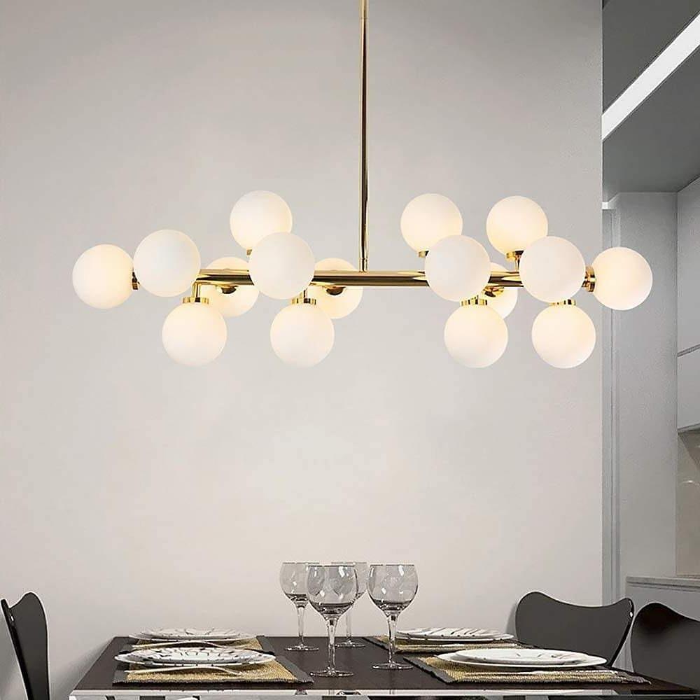 Creative linear island black chandeliers — Brushed Gold
