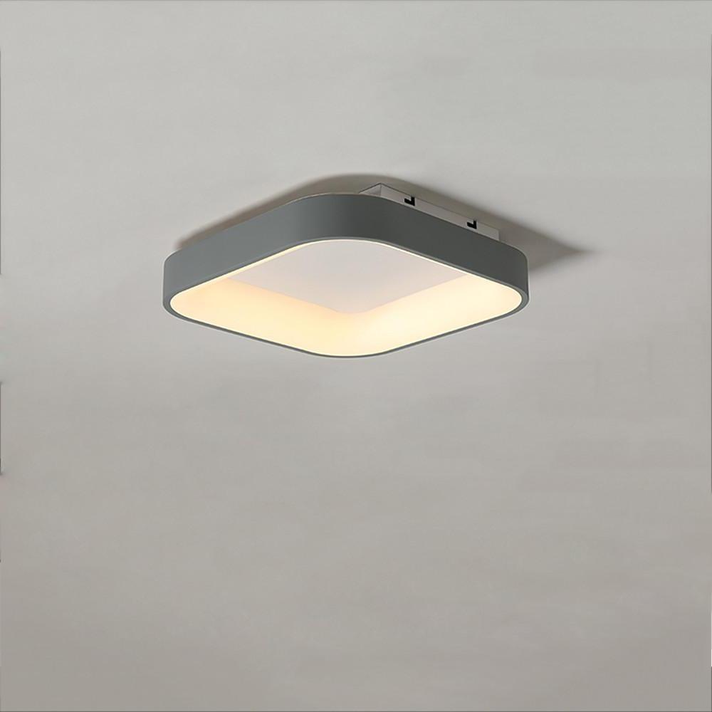 Modern square gray synthetic flush mount lighting — 18" L x 18" W / Warm White (3000K)
