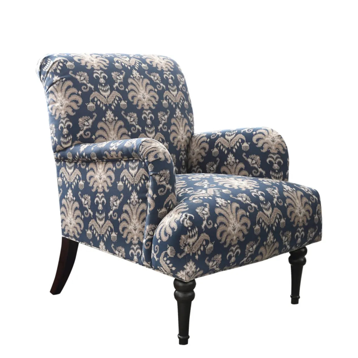 Yellow Striped Accent Chair with Ottoman — Yellow / Accent Chair / Cotton and Linen