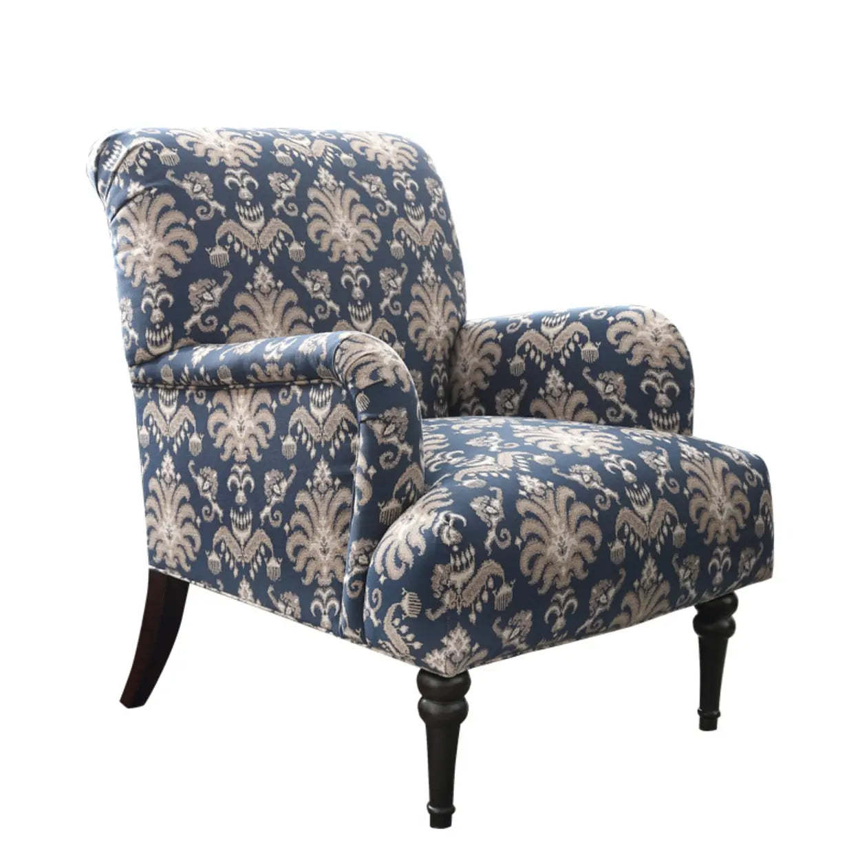 Yellow Striped Accent Chair with Ottoman — Yellow / Accent Chair / Cotton and Linen