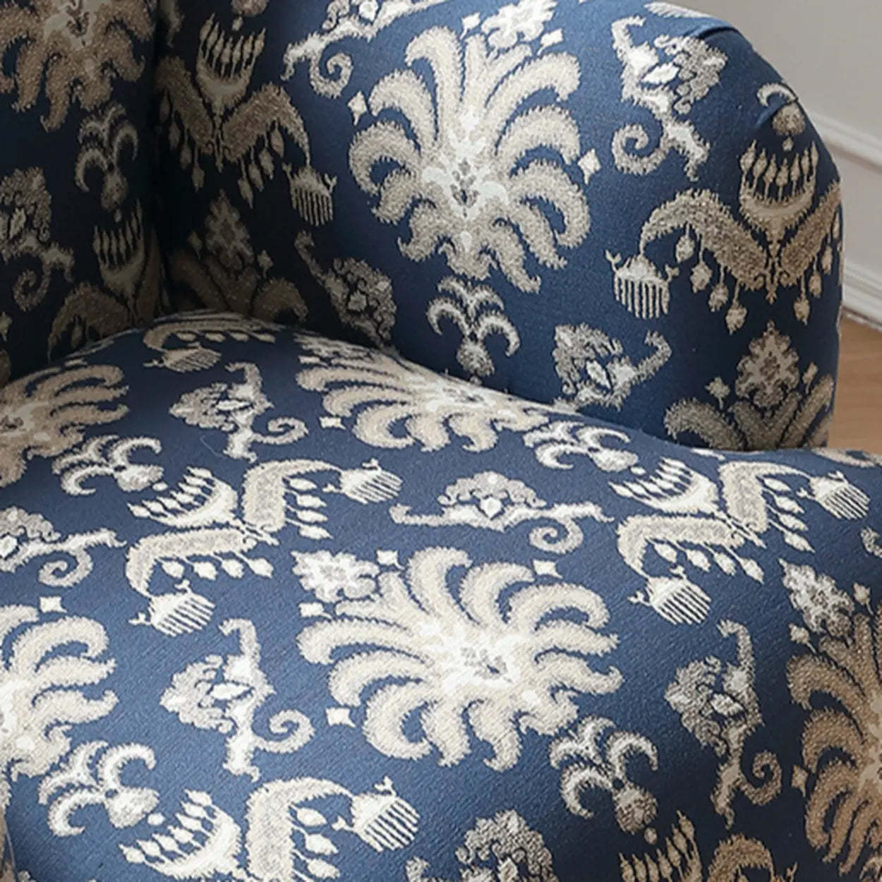 Yellow Striped Accent Chair with Ottoman