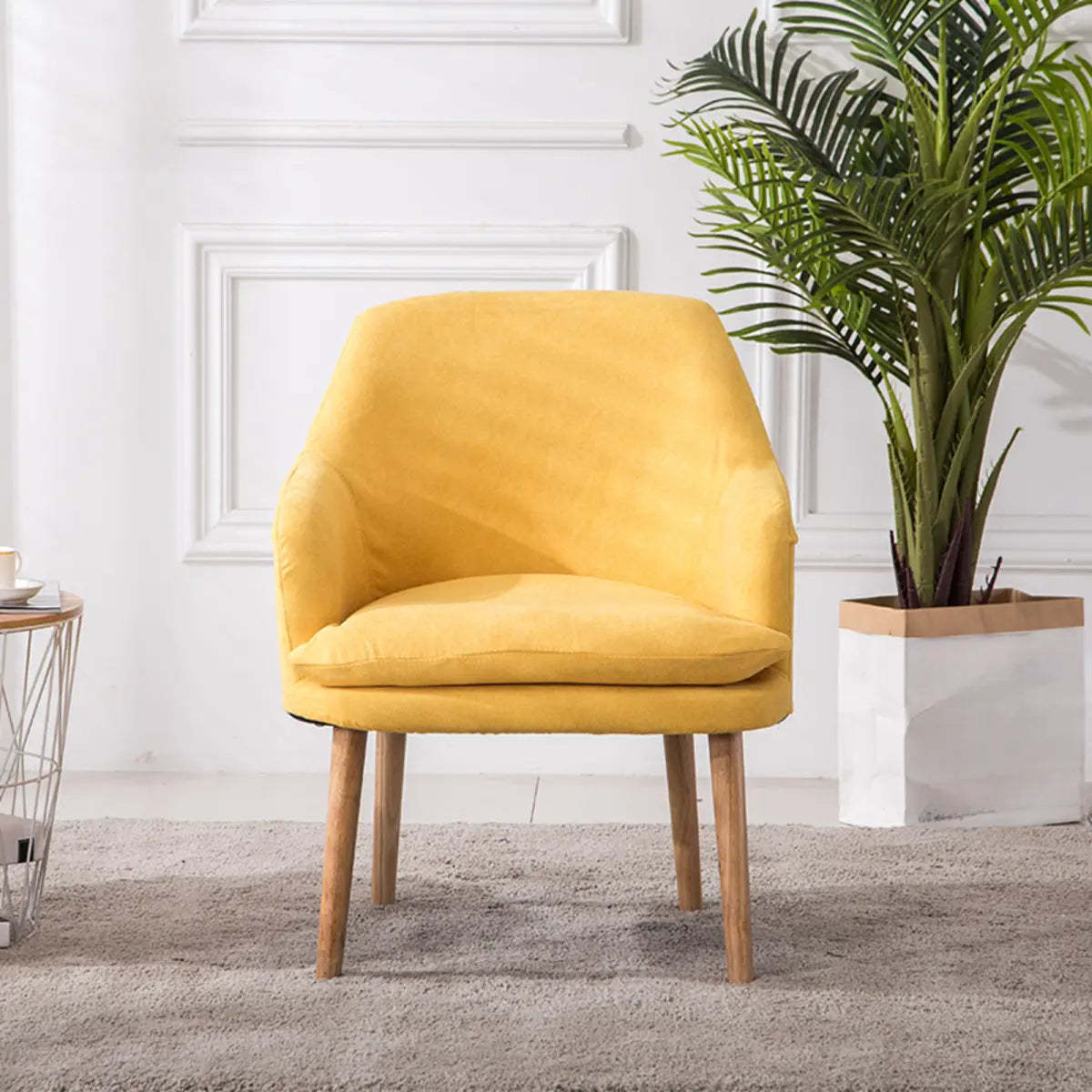 Yellow Flannel Sloped Arm Lounge Chair