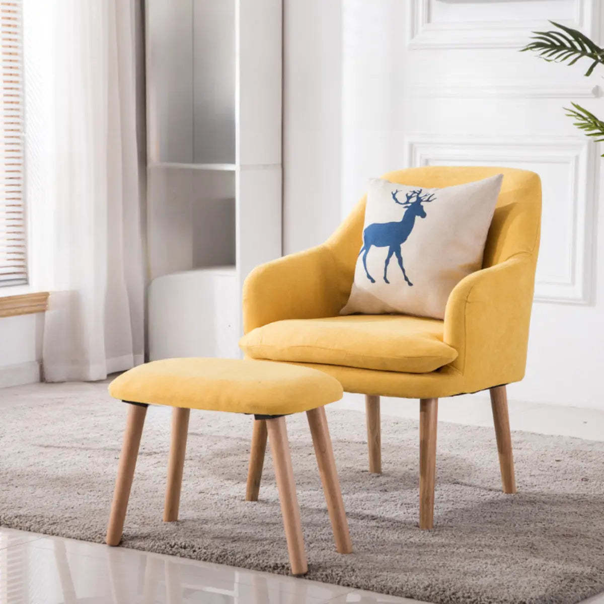 Yellow Flannel Sloped Arm Lounge Chair — Blue / Flannel