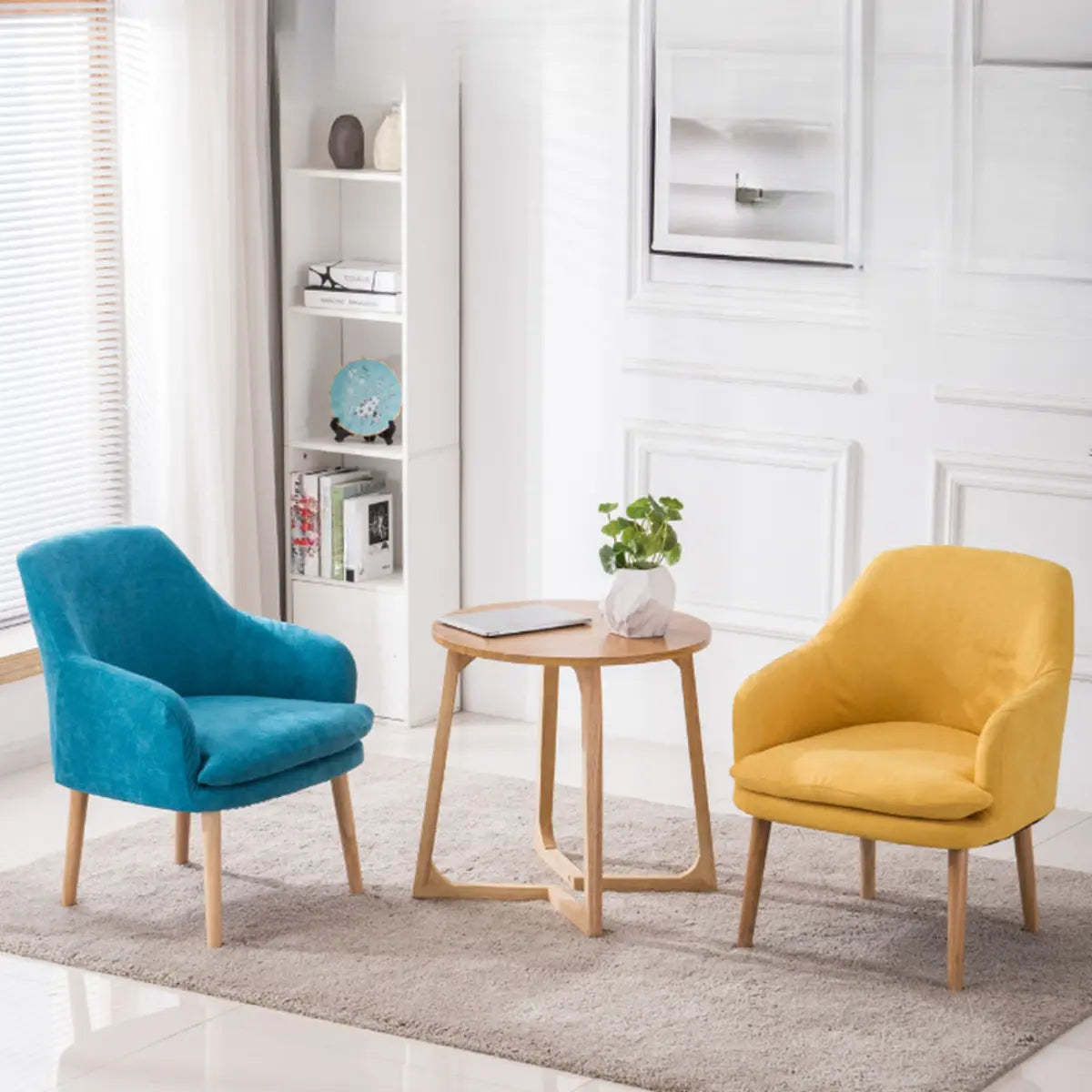Yellow Flannel Sloped Arm Lounge Chair — Coffee / Flannel