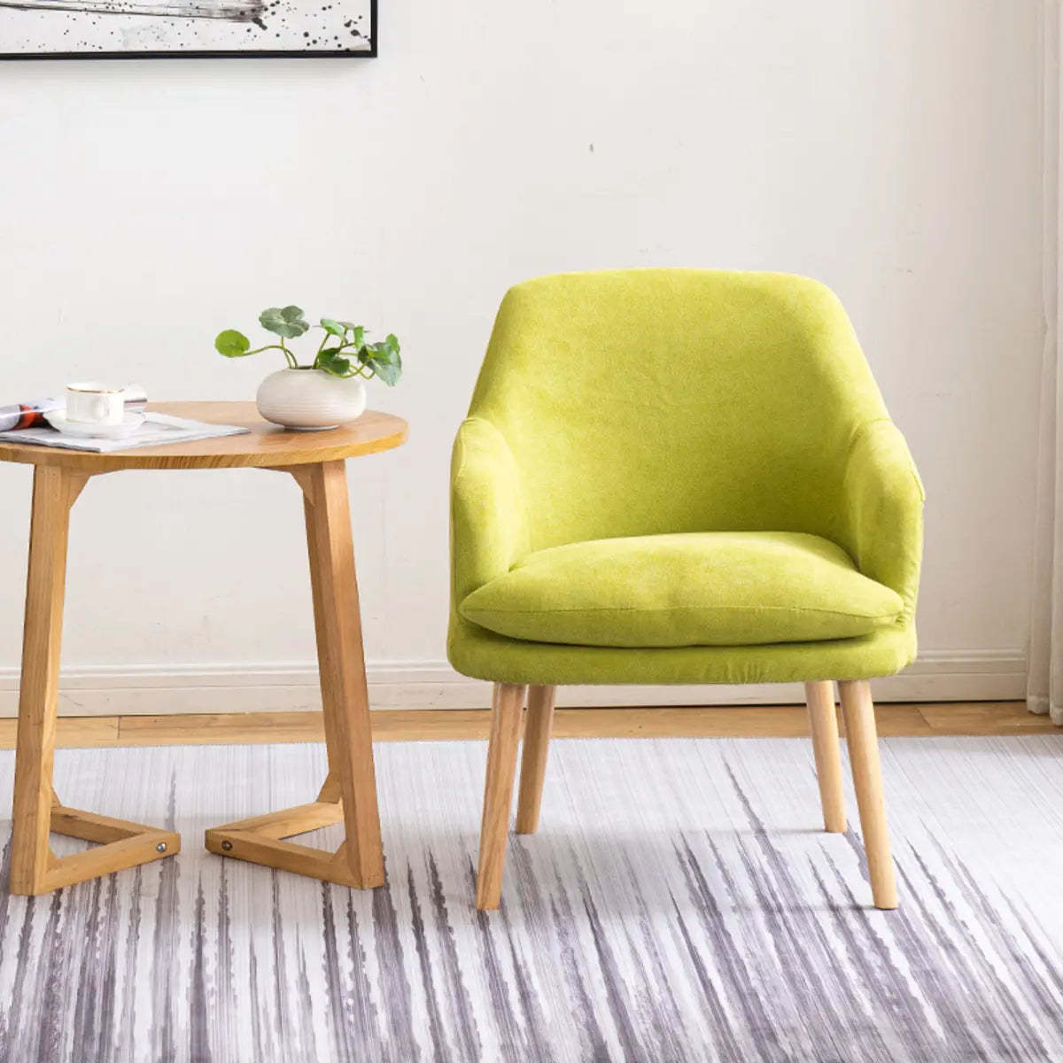 Yellow Flannel Sloped Arm Lounge Chair — Dark Blue / Flannel