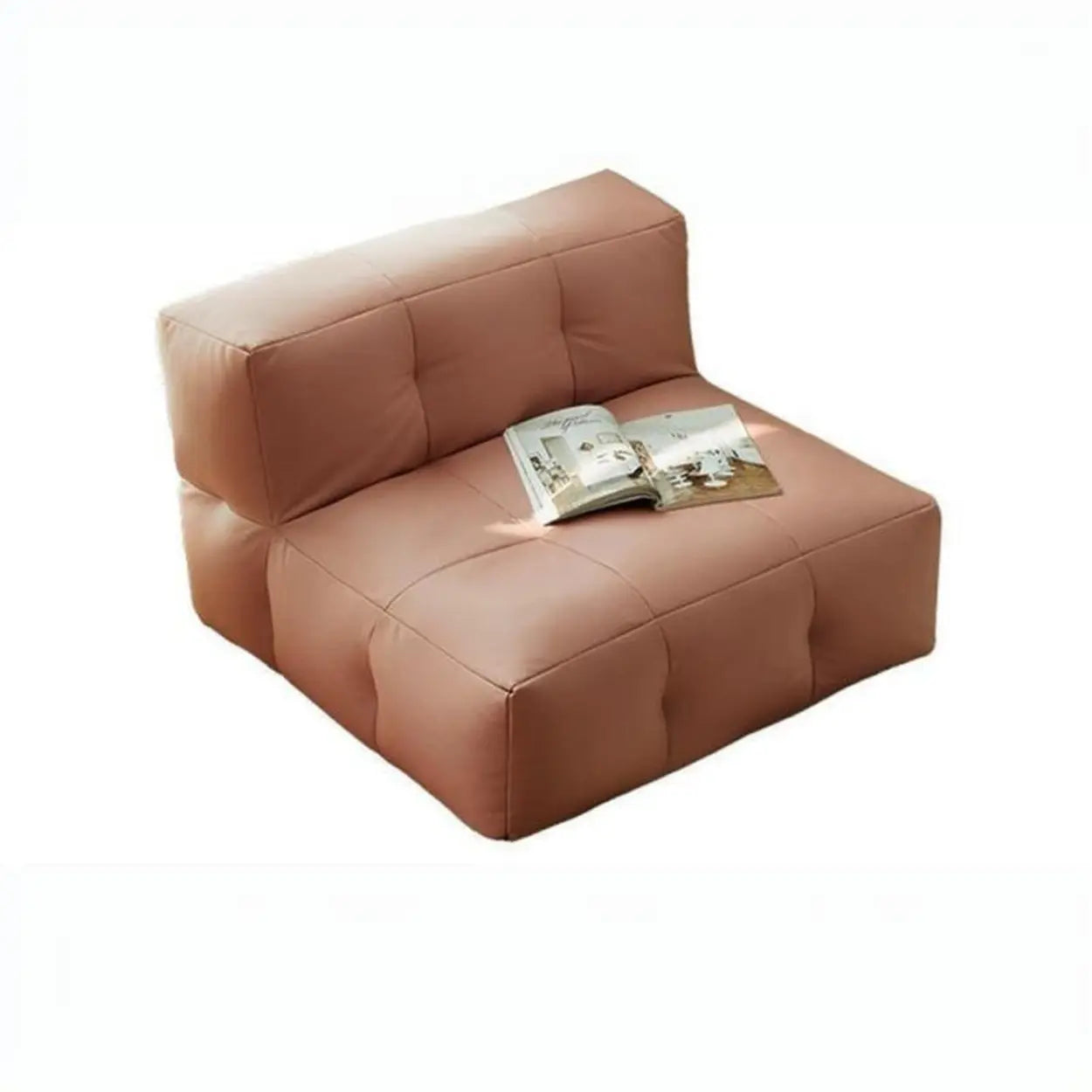 Yellow Tech Cloth Biscuit Back Reclining Corner Chair — Brown / Side Chair / Tech Cloth