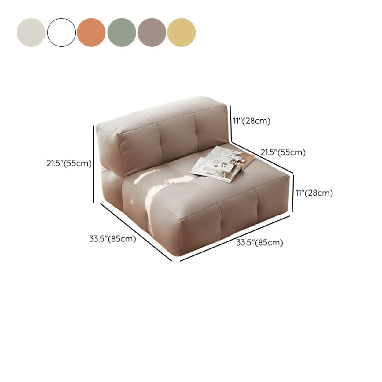 Yellow Tech Cloth Biscuit Back Reclining Corner Chair