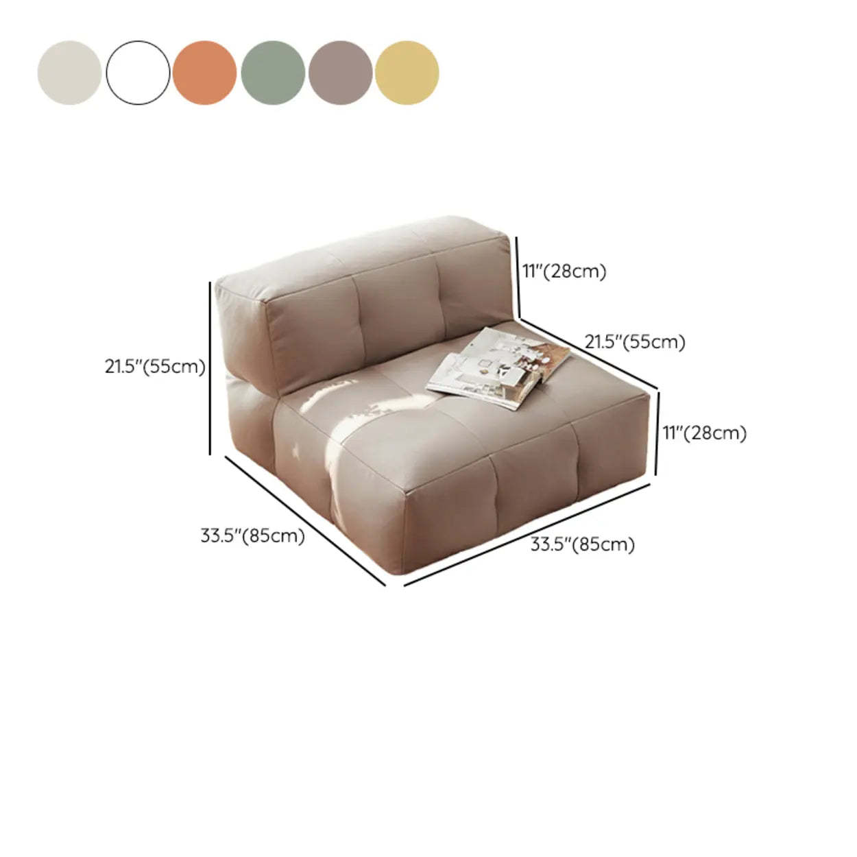 Yellow Tech Cloth Biscuit Back Reclining Corner Chair