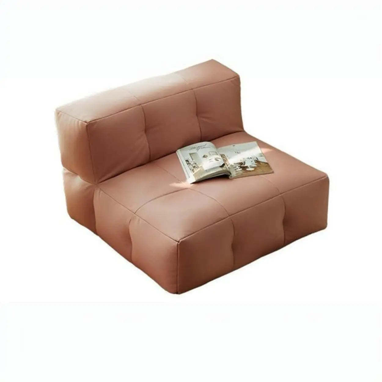 Yellow Tech Cloth Biscuit Back Reclining Corner Chair — Brown / Side Chair / Tech Cloth