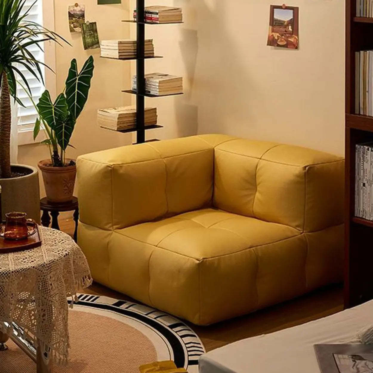Yellow Tech Cloth Biscuit Back Reclining Corner Chair — Green / Side Chair / Tech Cloth