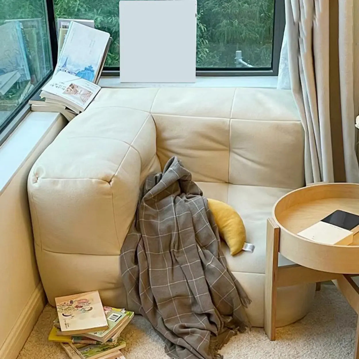 Yellow Tech Cloth Biscuit Back Reclining Corner Chair — Orange / Side Chair / Tech Cloth