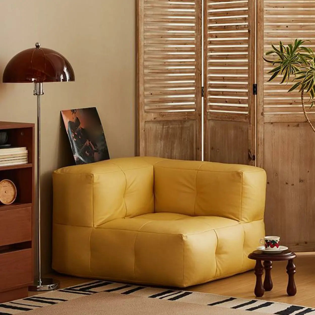 Yellow Tech Cloth Biscuit Back Reclining Corner Chair — Pink / Side Chair / Tech Cloth