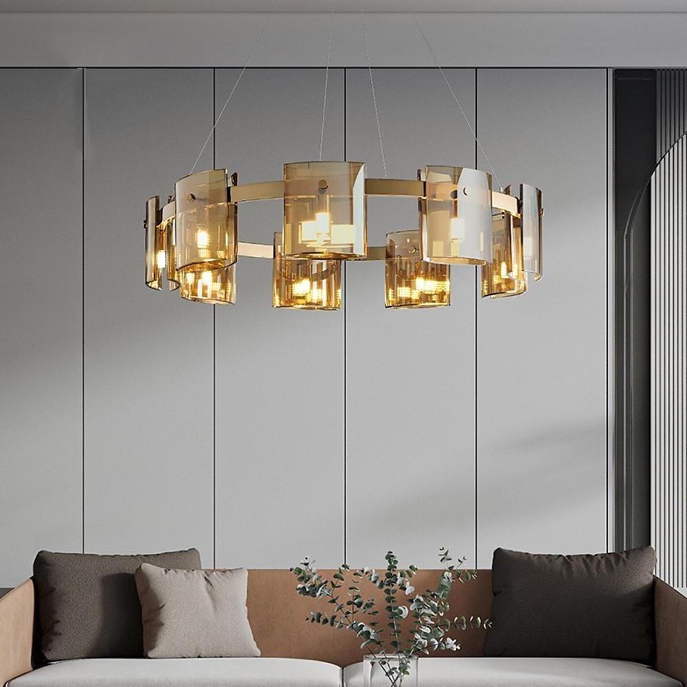 Circular LED Electroplated Metal Acrylic Modern Chandeliers Pendant Light-Lighom