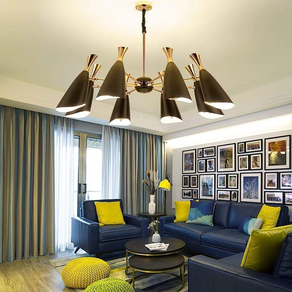 8-light LED Electroplated Metal Nordic Chandeliers Ceiling Lights Fixture-Lighom