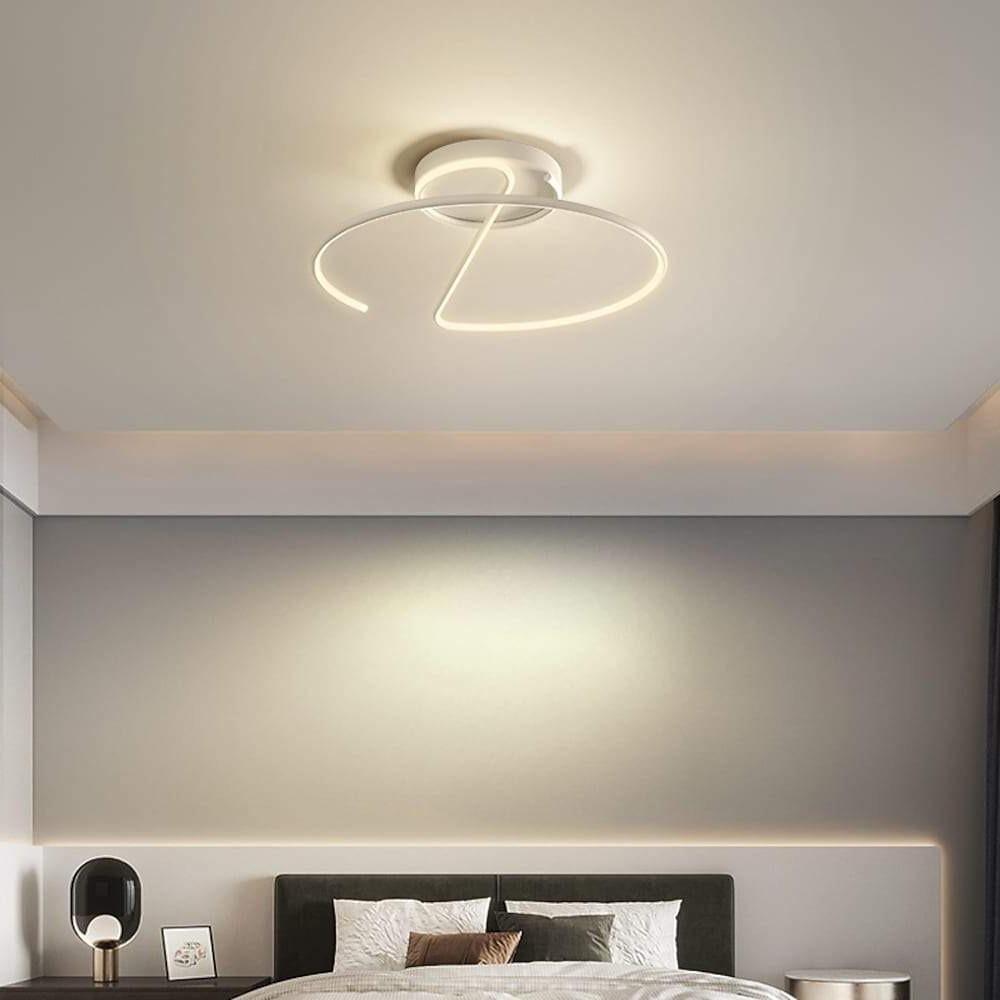 Lighom semi circle metal semi-flush mount light for bedroom — 16" Diameter / Warm White (3000K) / Matte Black