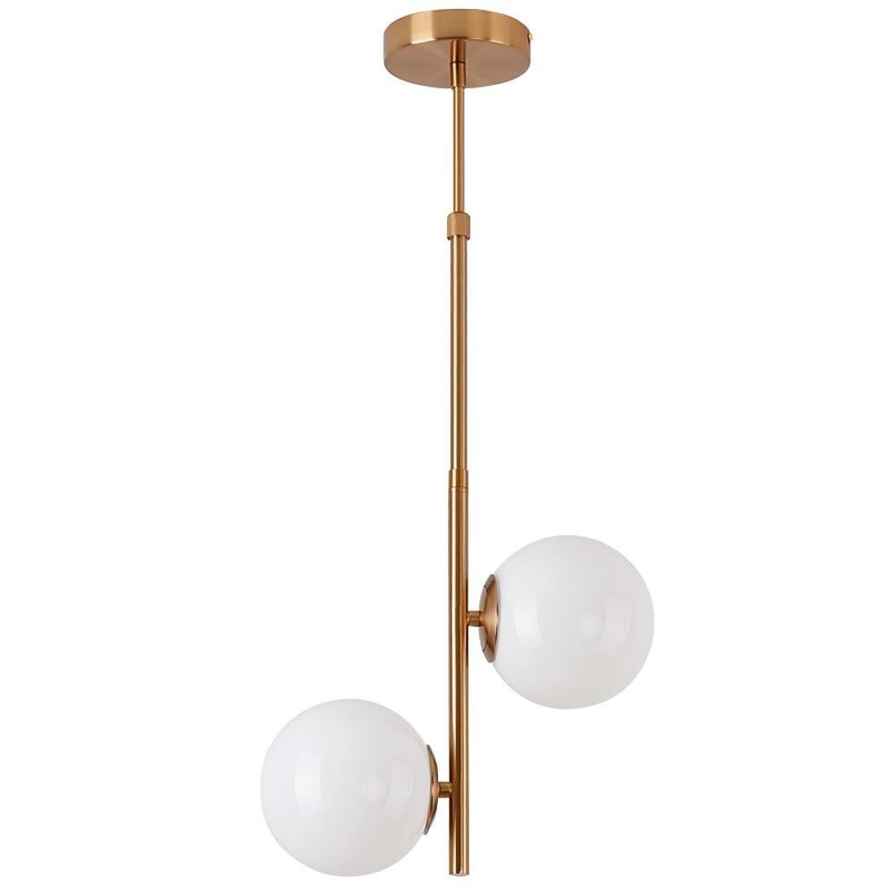 2-Light Ball Glass Metal LED Modern Pendant