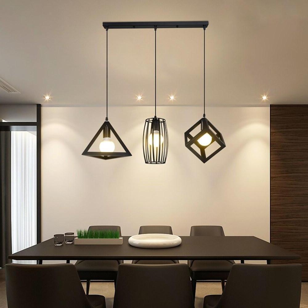 Lighom triangle geometric black pendant lighting — Warm White (3000K) / Square