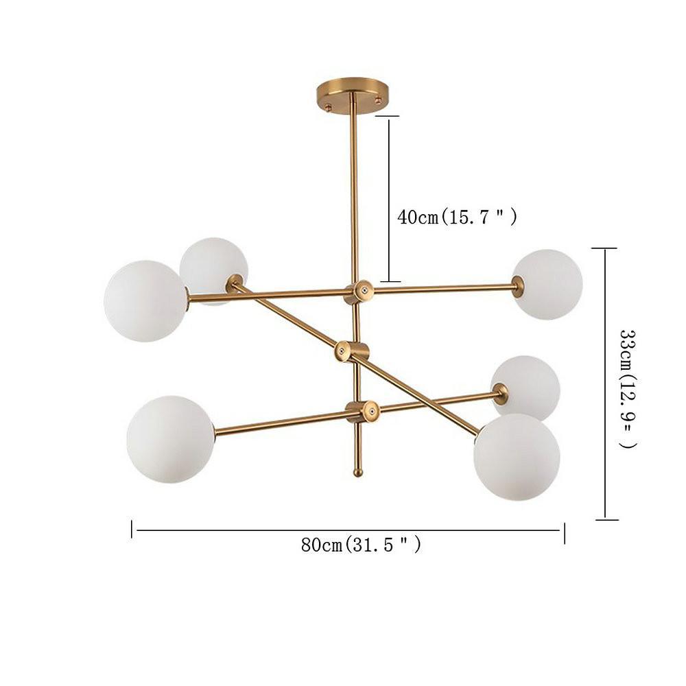 6-bulb globe gold chandeliers — Cool White (6000K)