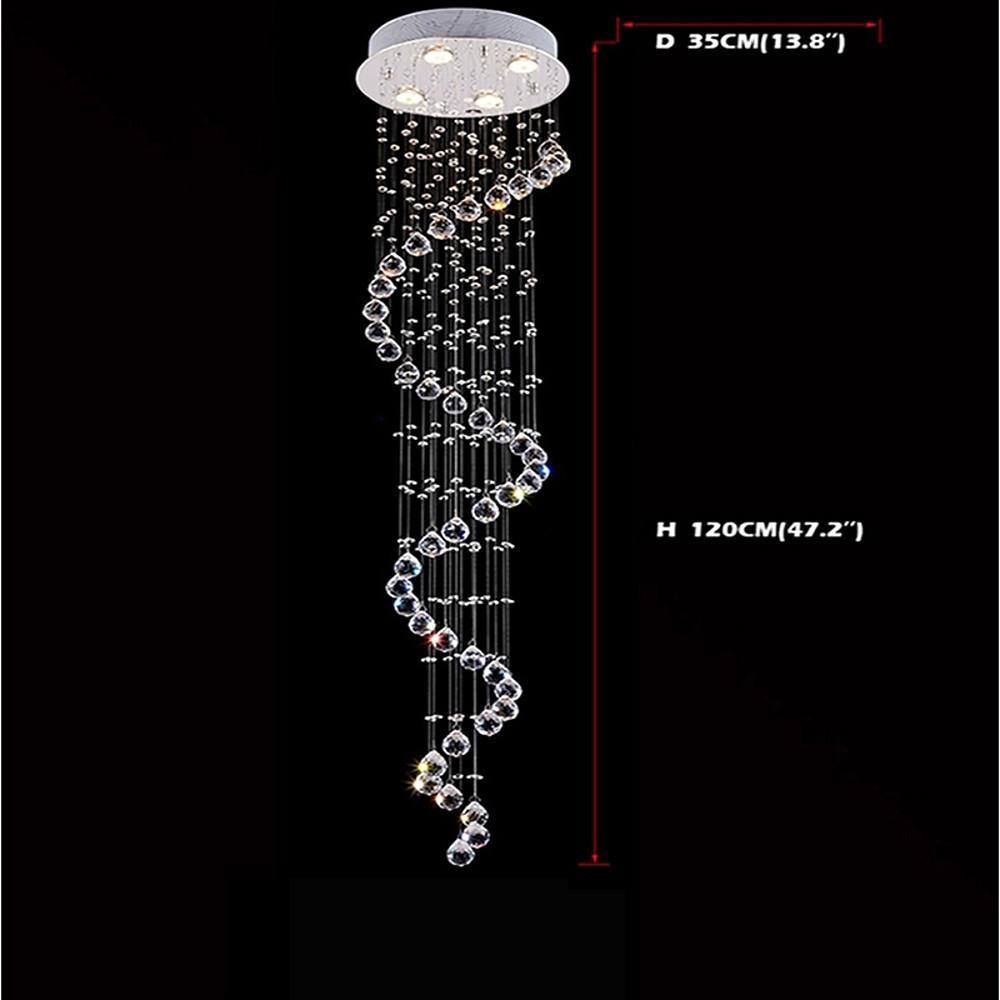 Spiraling Modern Chandelier Crystal Electroplated Metal Light Fixtures-Lighom