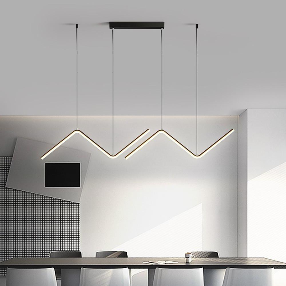 LED 2- Light Line Design Dimmable Pendant Light Modern Wave Shaped Kitchen Lighting Dining Room Lighting Nordic Minimalist Island Lights-Lighom