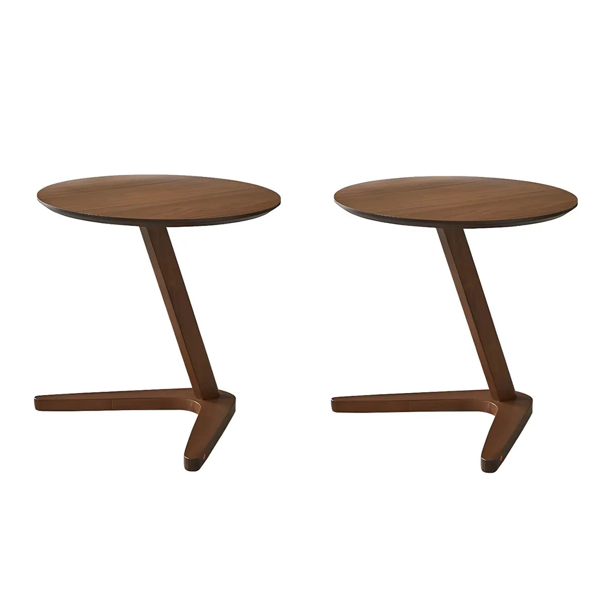 Z-Shaped Walnut Round Wood Side Table