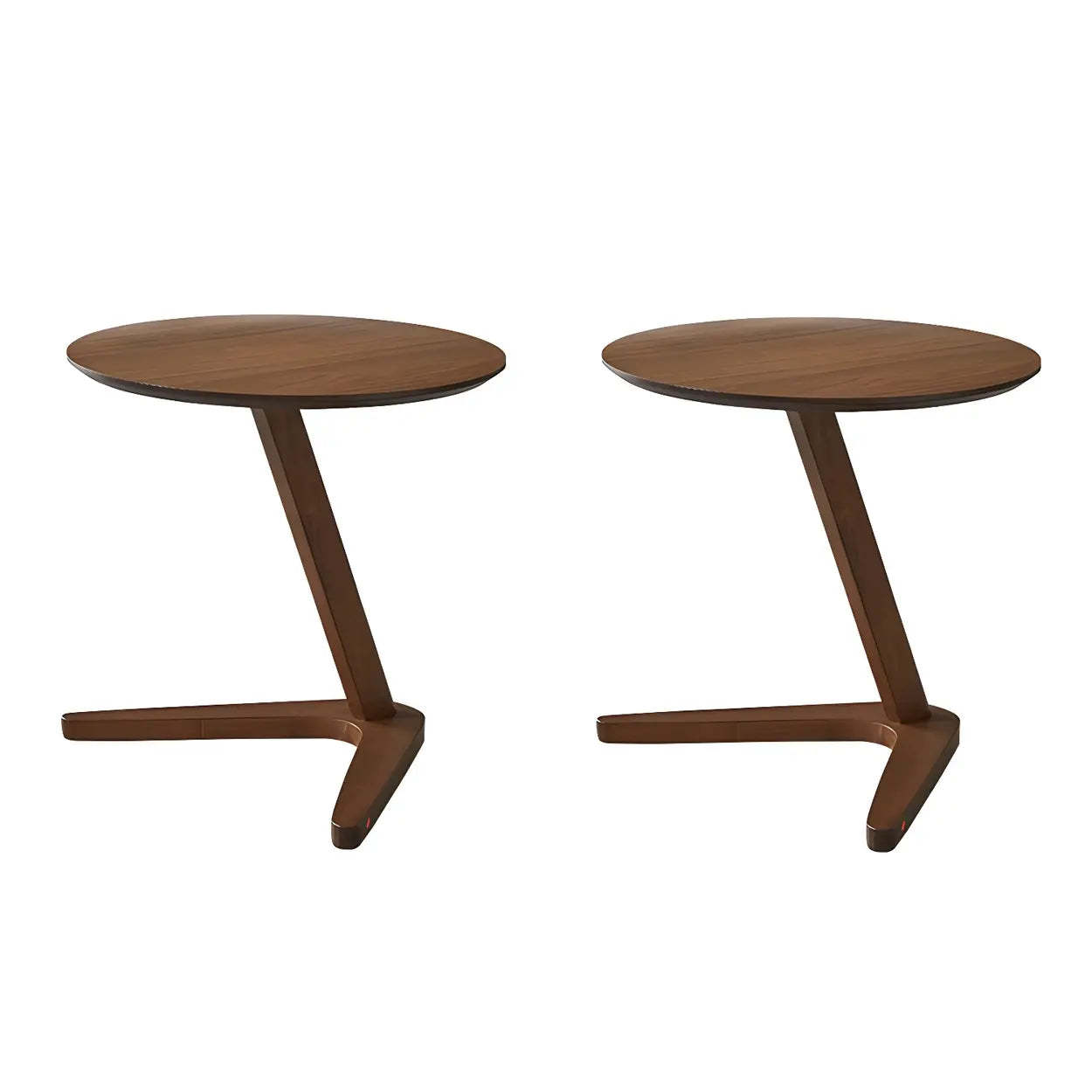 Z-Shaped Walnut Round Wood Side Table