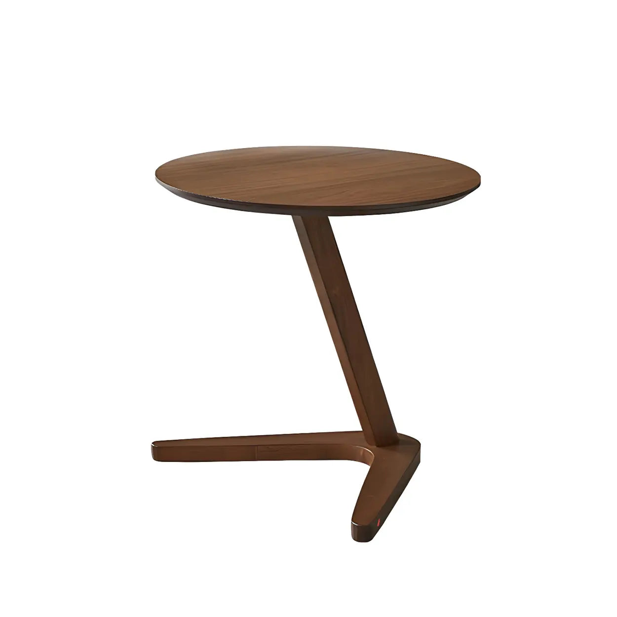 Z-Shaped Walnut Round Wood Side Table