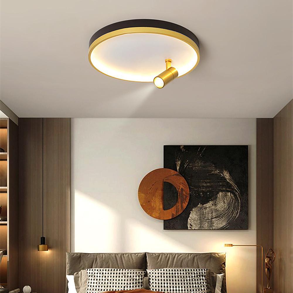 Lighom round synthetic flush mount lighting for bedroom — 17" Diameter / 3-Color Changeable