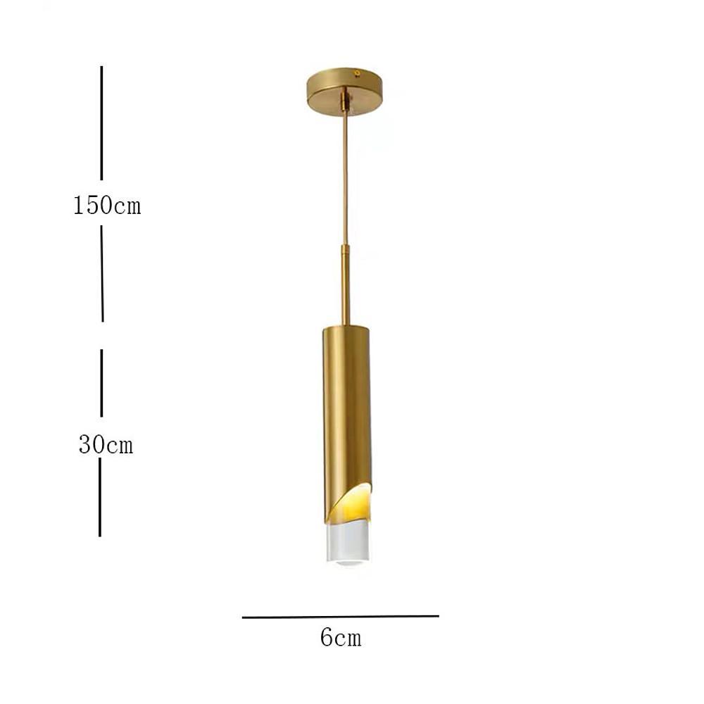 Elongated Slender Modern Gold Column Pendant