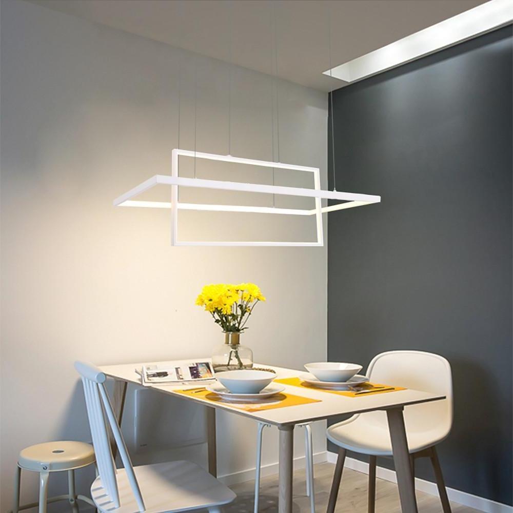 Modern 2-rectangle black pendant lighting, Lighom — Warm White (3000K) / Matte Black