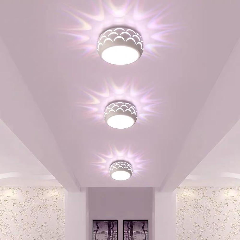 Globe Modern Flush Mount Drum Hallway LED Light — Multi Color