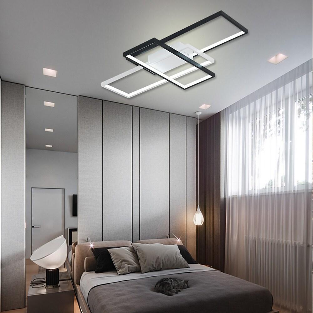 Multi Rectangle Large Flush Mount Ceiling Light with 3 Integrated Tiered Lights-Lighom