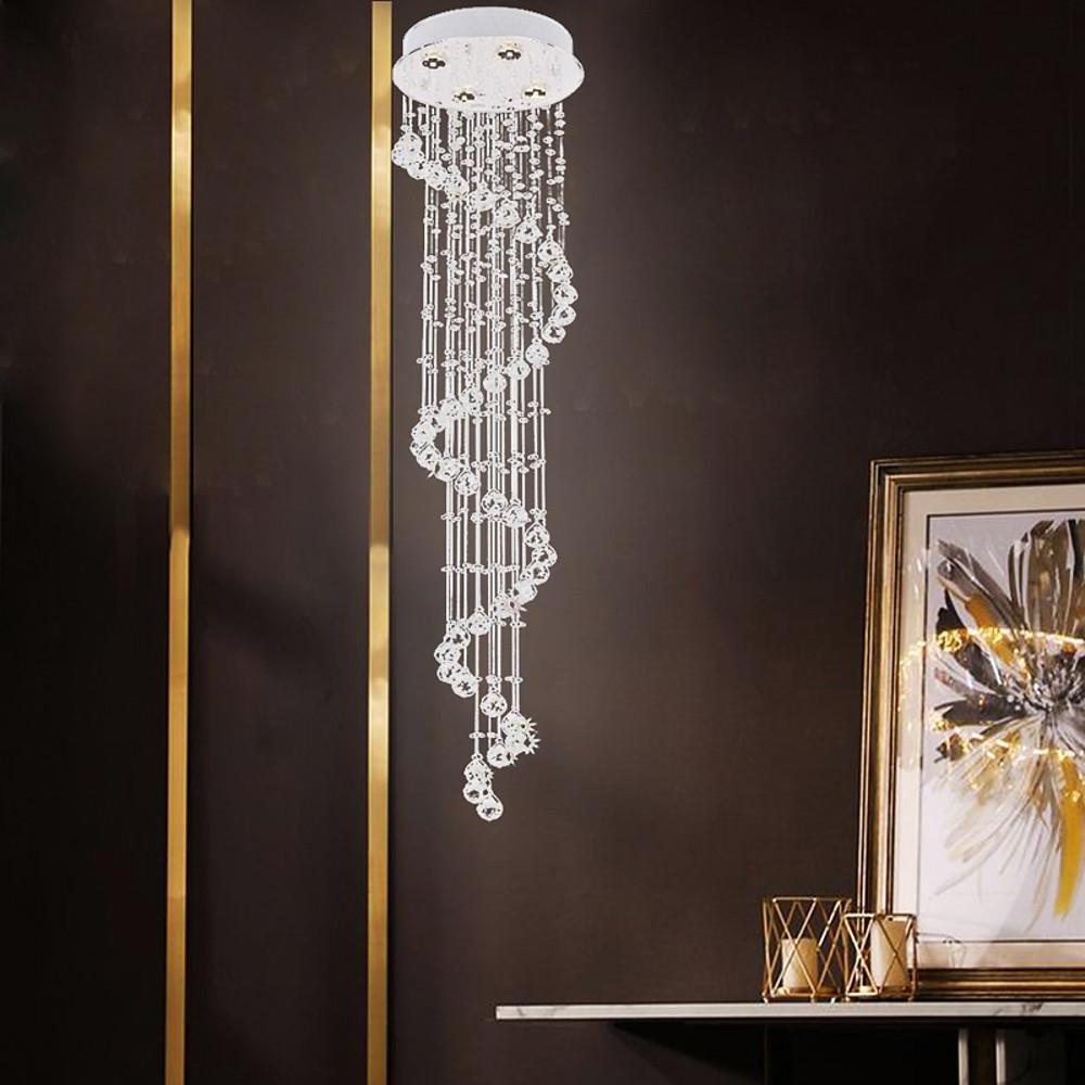 Spiraling Modern Chandelier Crystal Electroplated Metal Light Fixtures-Lighom