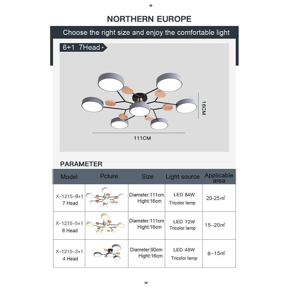 Sputnik Artistic Bedroom Lights Chandeliers Metal Wood Bamboo Baby Kids Lights Ceiling Lights-Lighom