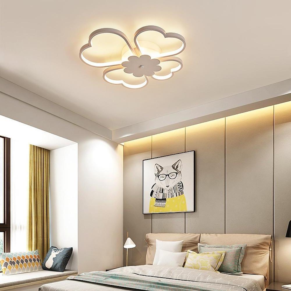 Lighom bespoke flower metal semi-flush mount light for bedroom — 20" Diameter / Warm White (3000K) / Coffee