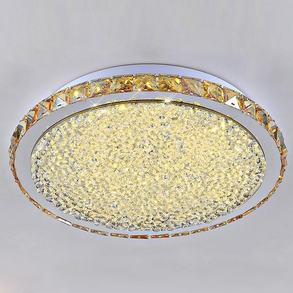 16'' Rounded Antique Painted Metal Crystal LED Modern Ceiling Lights-Lighom