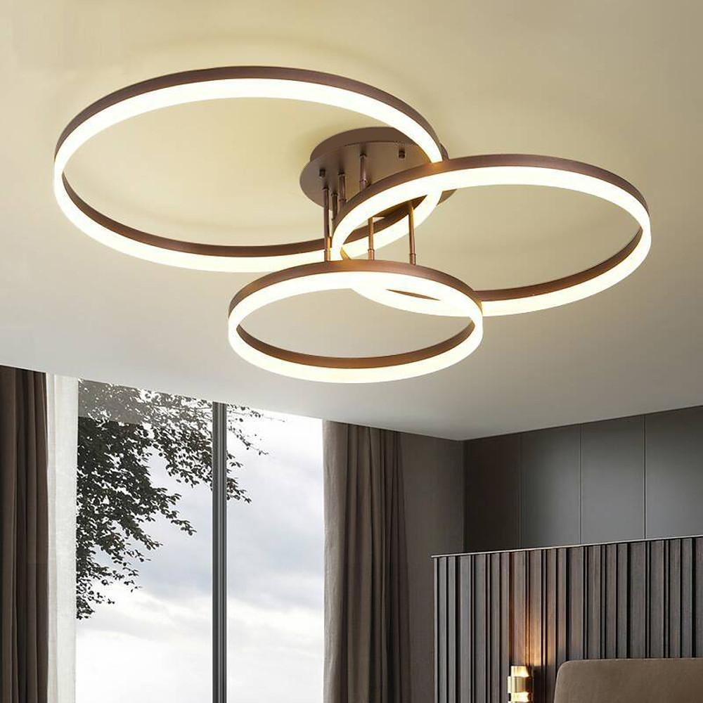 Metal Acrylic Ringed Large Flush Mount Ceiling Light with 3 Adjustable LED Lights-Lighom