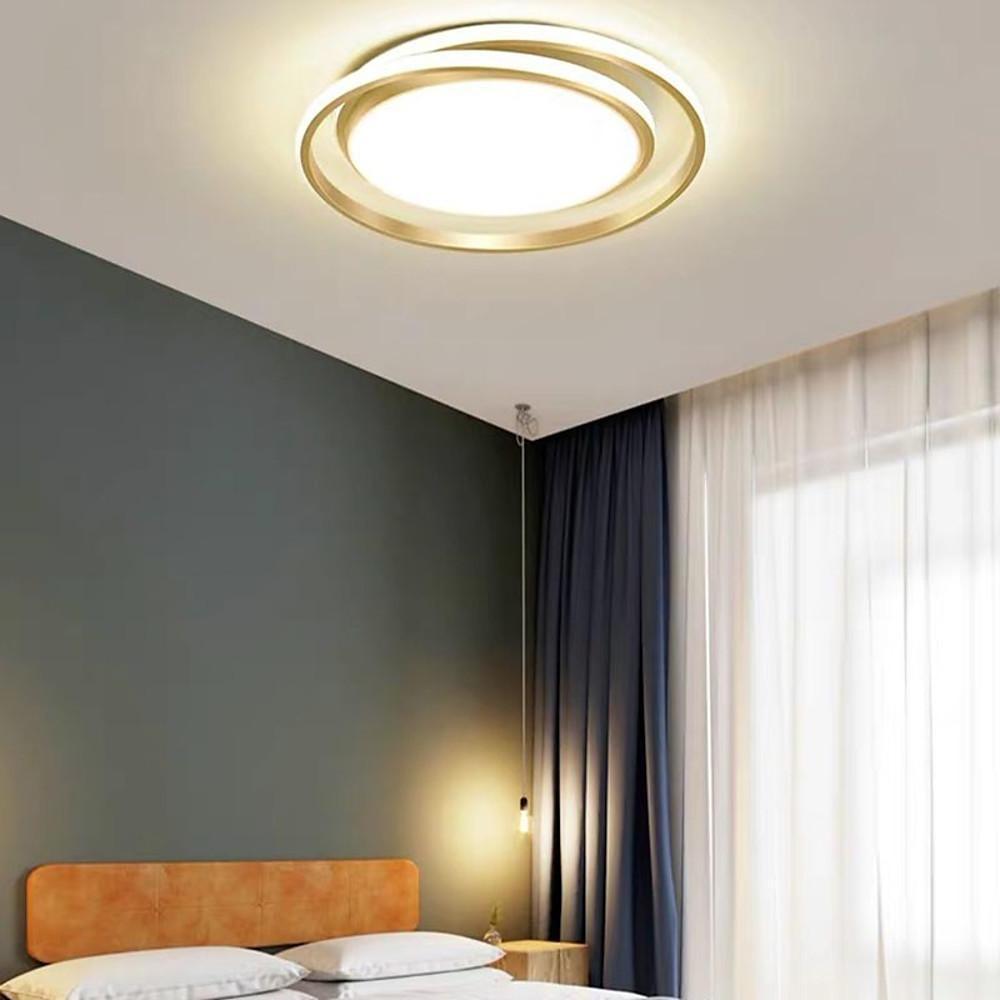Black synthetic circular flush mount lighting - modern — Brushed Gold