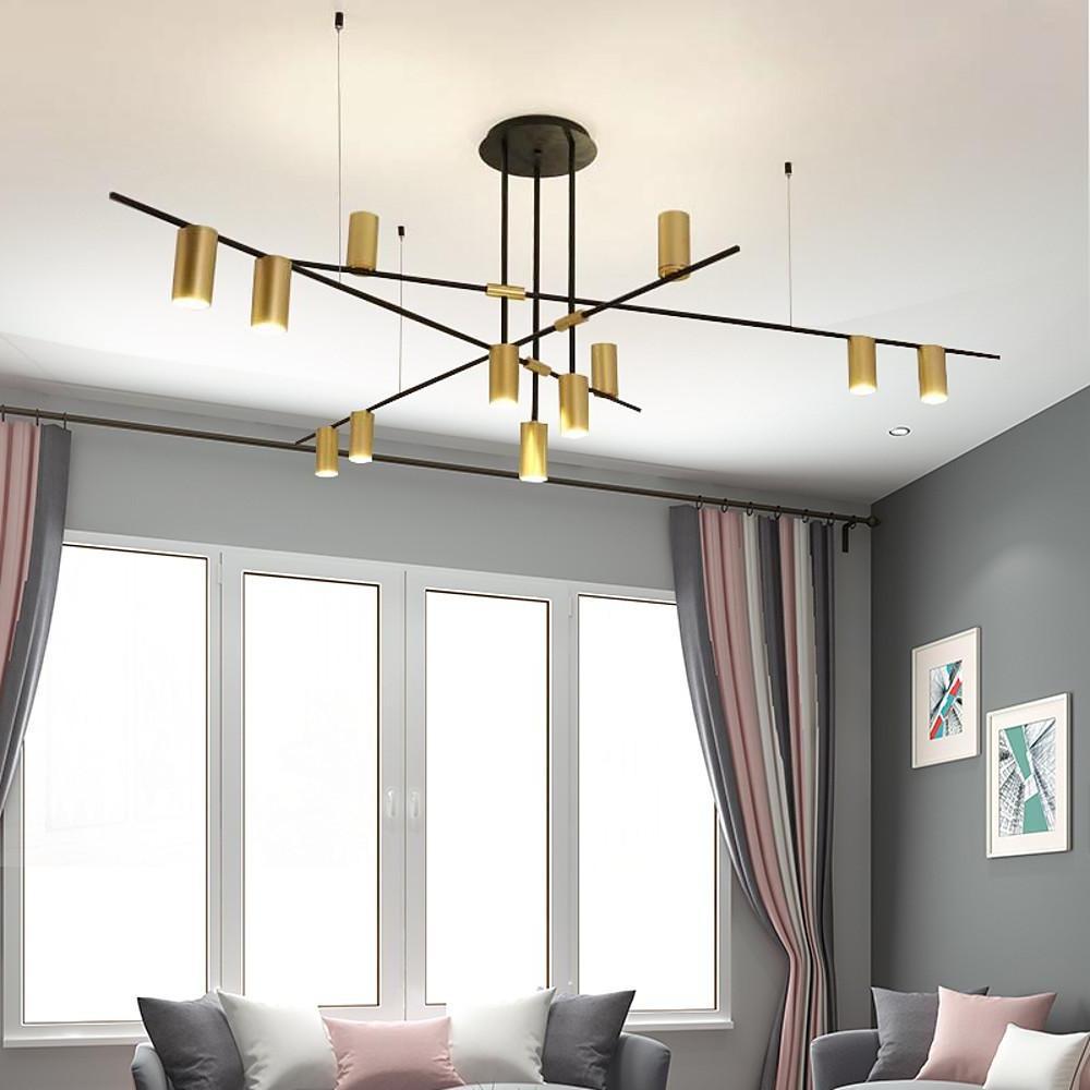 Metal Sputnik Chandelier Geometrical Gold Chandelier for Living Room-Lighom