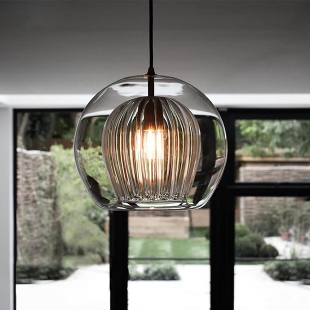 Unique Glass Globe LED Modern Pendant Light Hanging Lamp Island Lights-Lighom